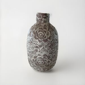 Indigo Artisan Handcrafted Ceramic Collection 7.5” Vase Textured Gray Purple